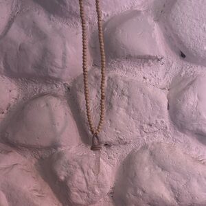 Handemade wooden bead and crystal necklace
